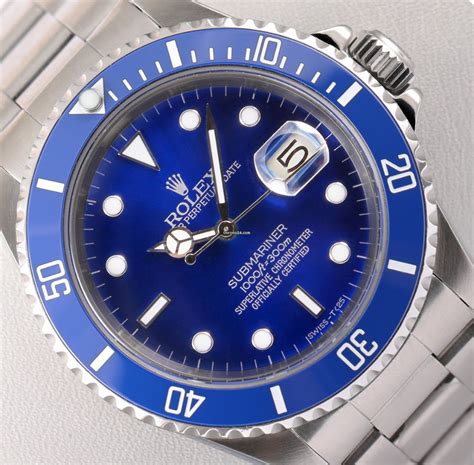 pre owned rolex submariner blue for sale|rolex submariner blue dial bezel.